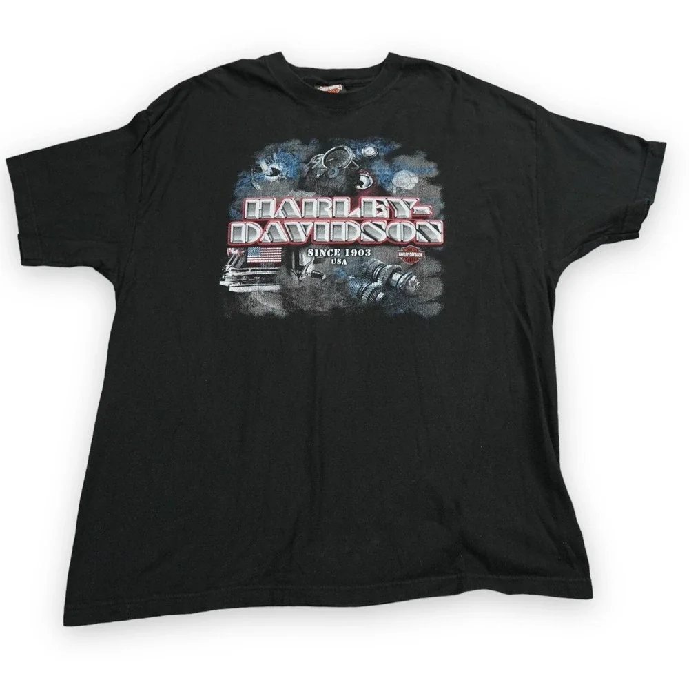 VTG Harley Davidson Shirt Nassau Bahamas Mens Large Black Steel Spellout USA